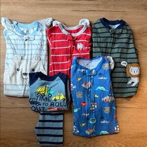 Carter's Pajamas Bundle - size 18mos - Blue, Red, Green, Gray